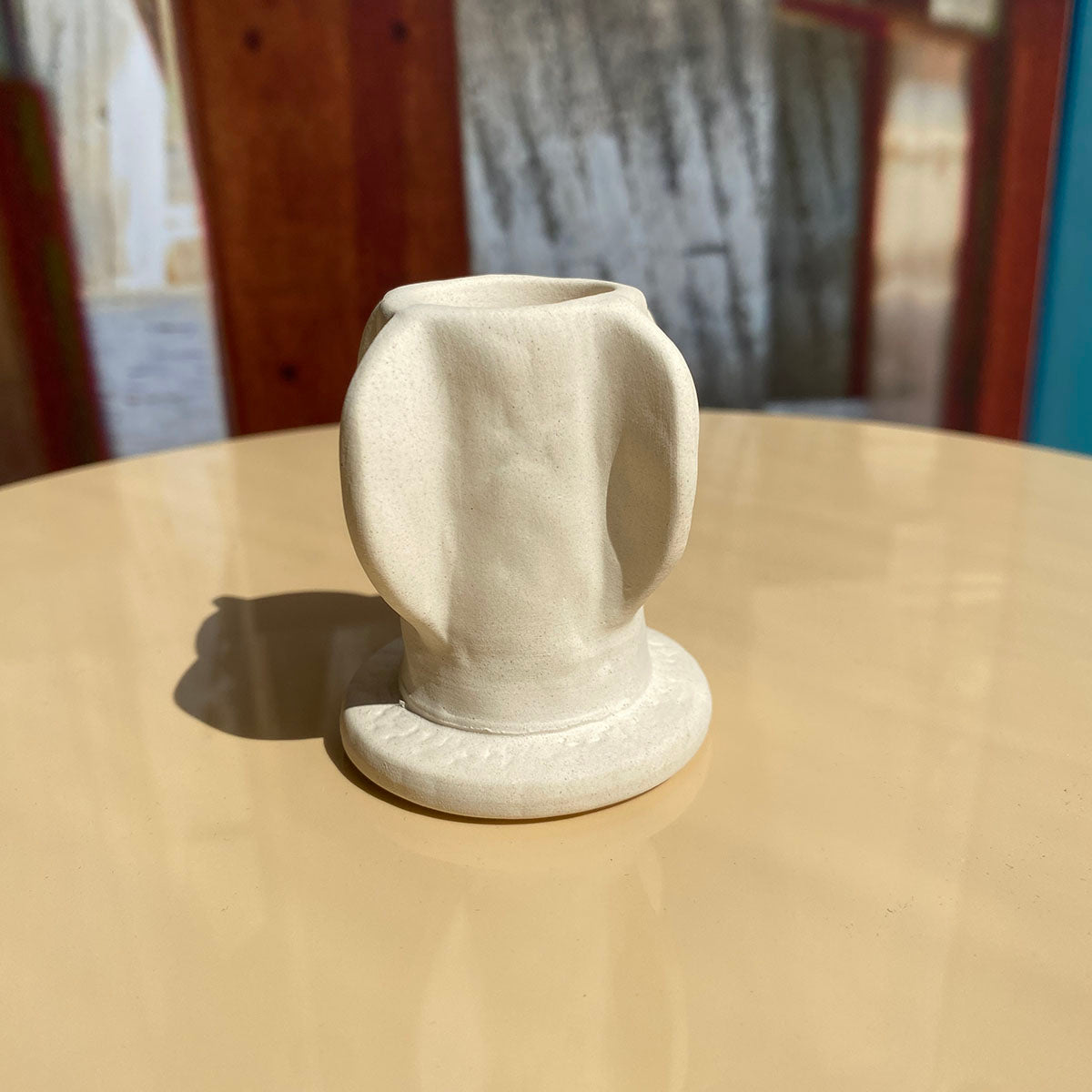 BOUGEOIR EN GRÈS BLANC