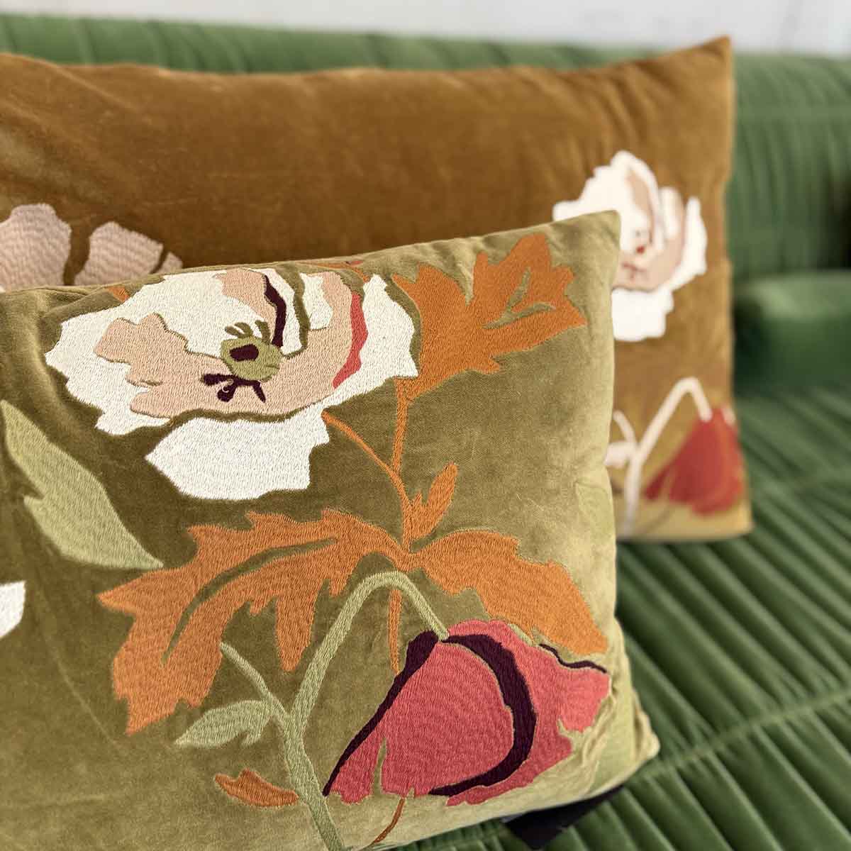 COUSSIN FLEUR 40 x 60 - OLIVE