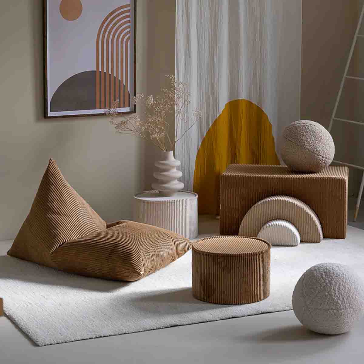 FAUTEUIL LOUNGE - VELOURS CÔTELÉ