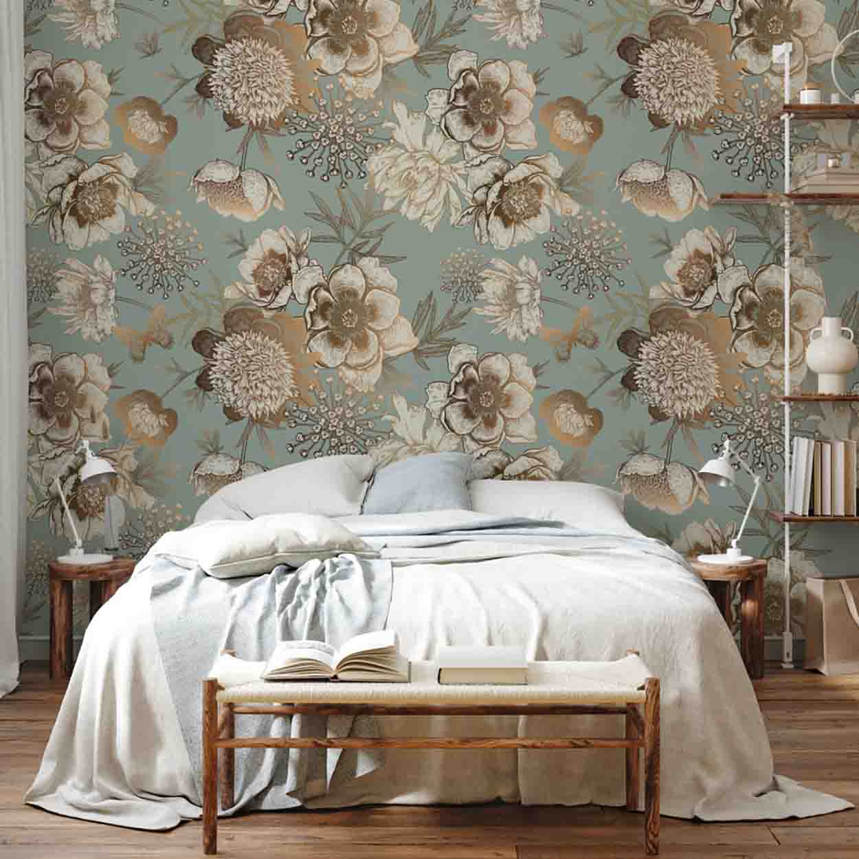 PAPIER PEINT MADELEINE BLEU