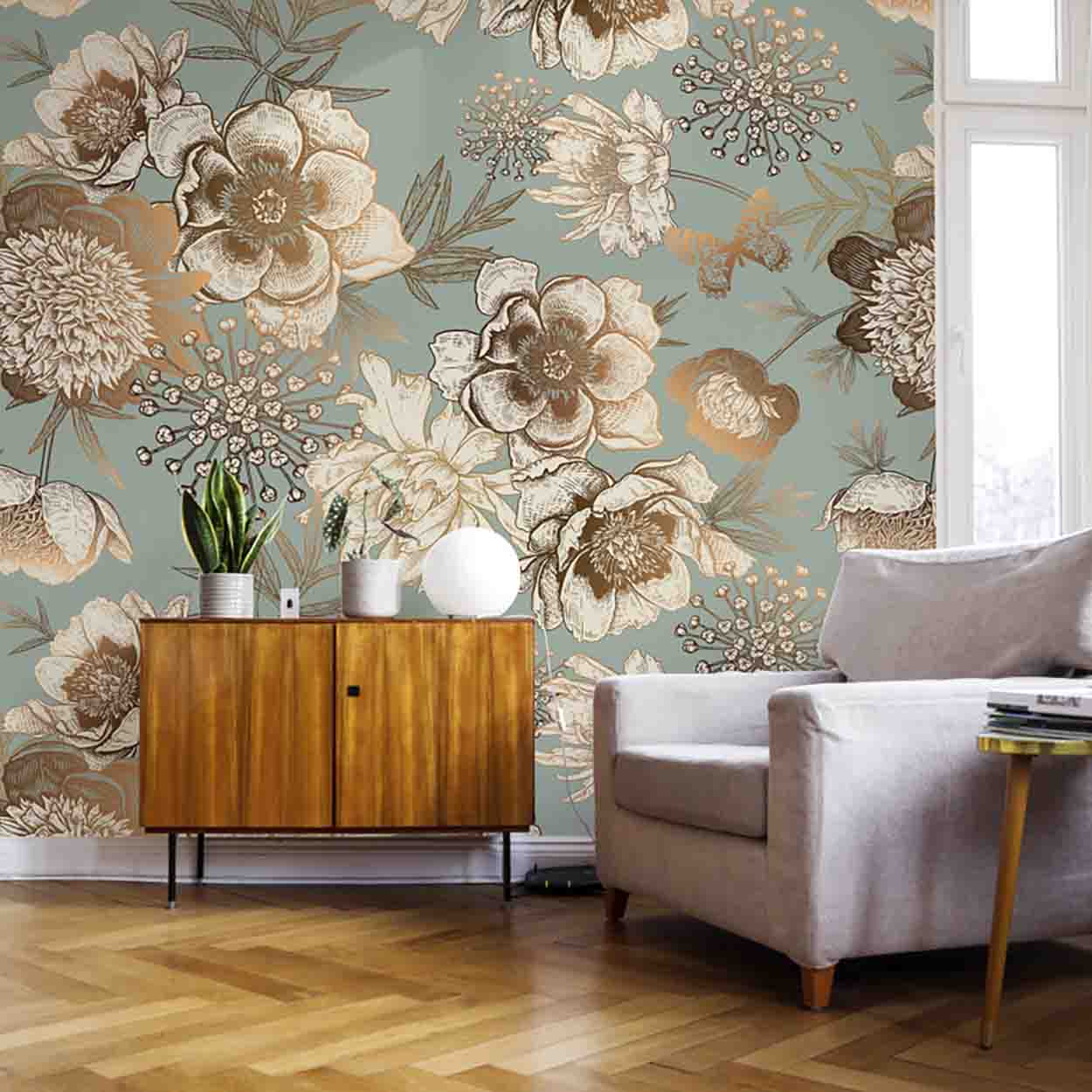 PAPIER PEINT MADELEINE BLEU