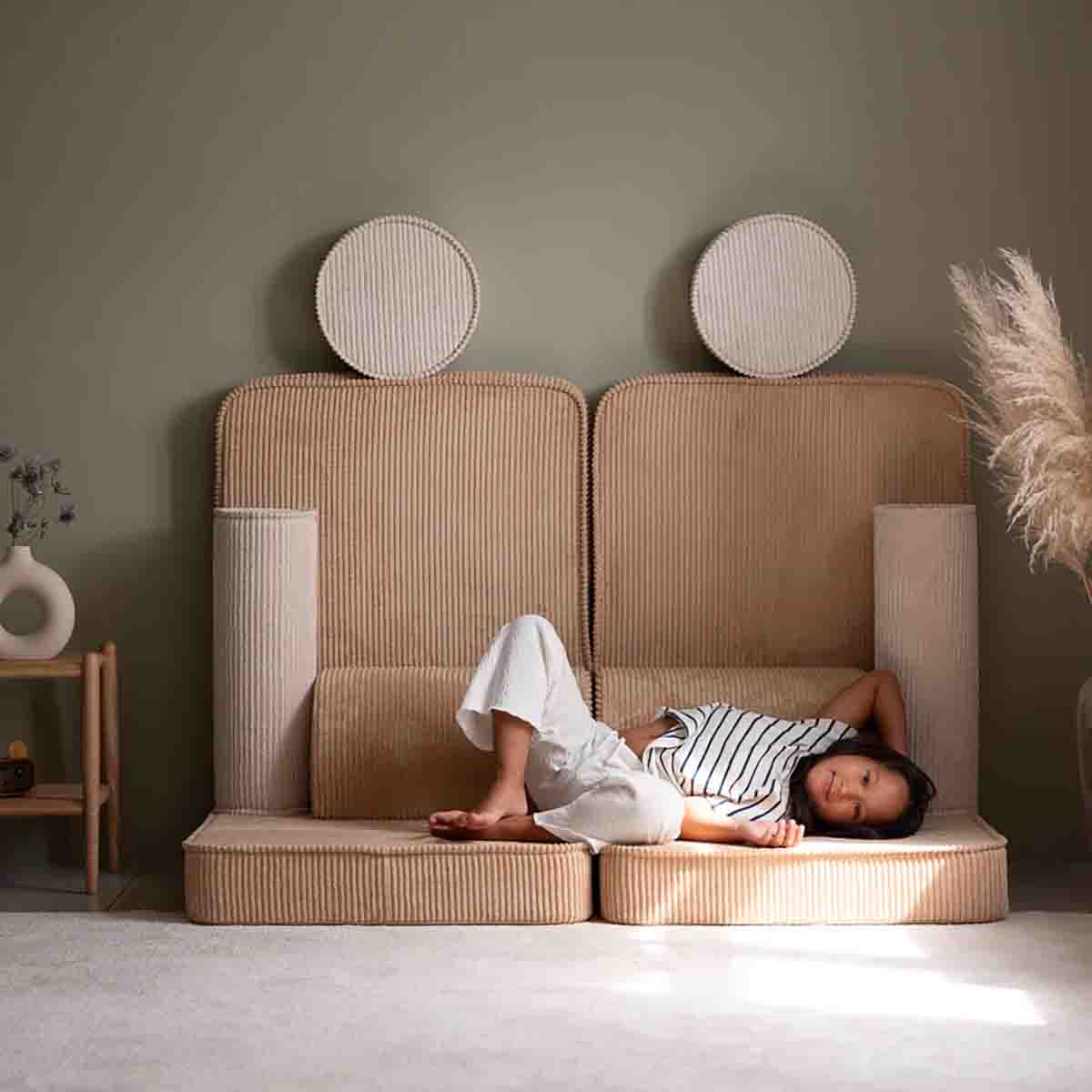 SOFA MODULABLE - VELOURS CÔTELÉ
