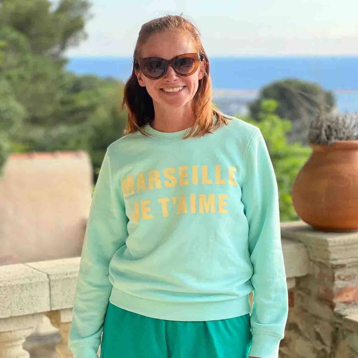 SWEAT MARSEILLE JE T'AIME - CÉLADON