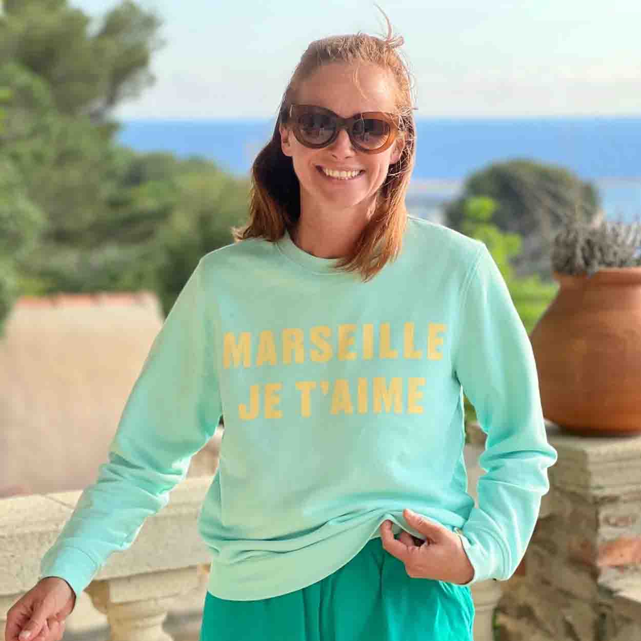 SWEAT MARSEILLE JE T'AIME - CÉLADON
