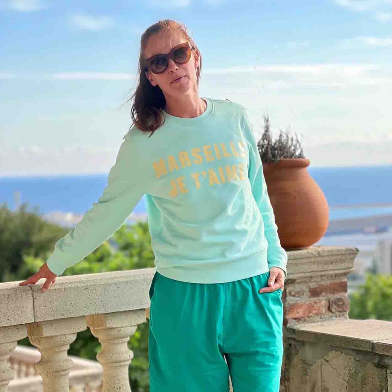 SWEAT MARSEILLE JE T'AIME - CÉLADON
