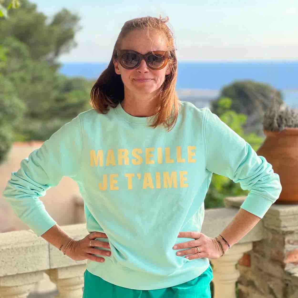 SWEAT MARSEILLE JE T'AIME - CÉLADON