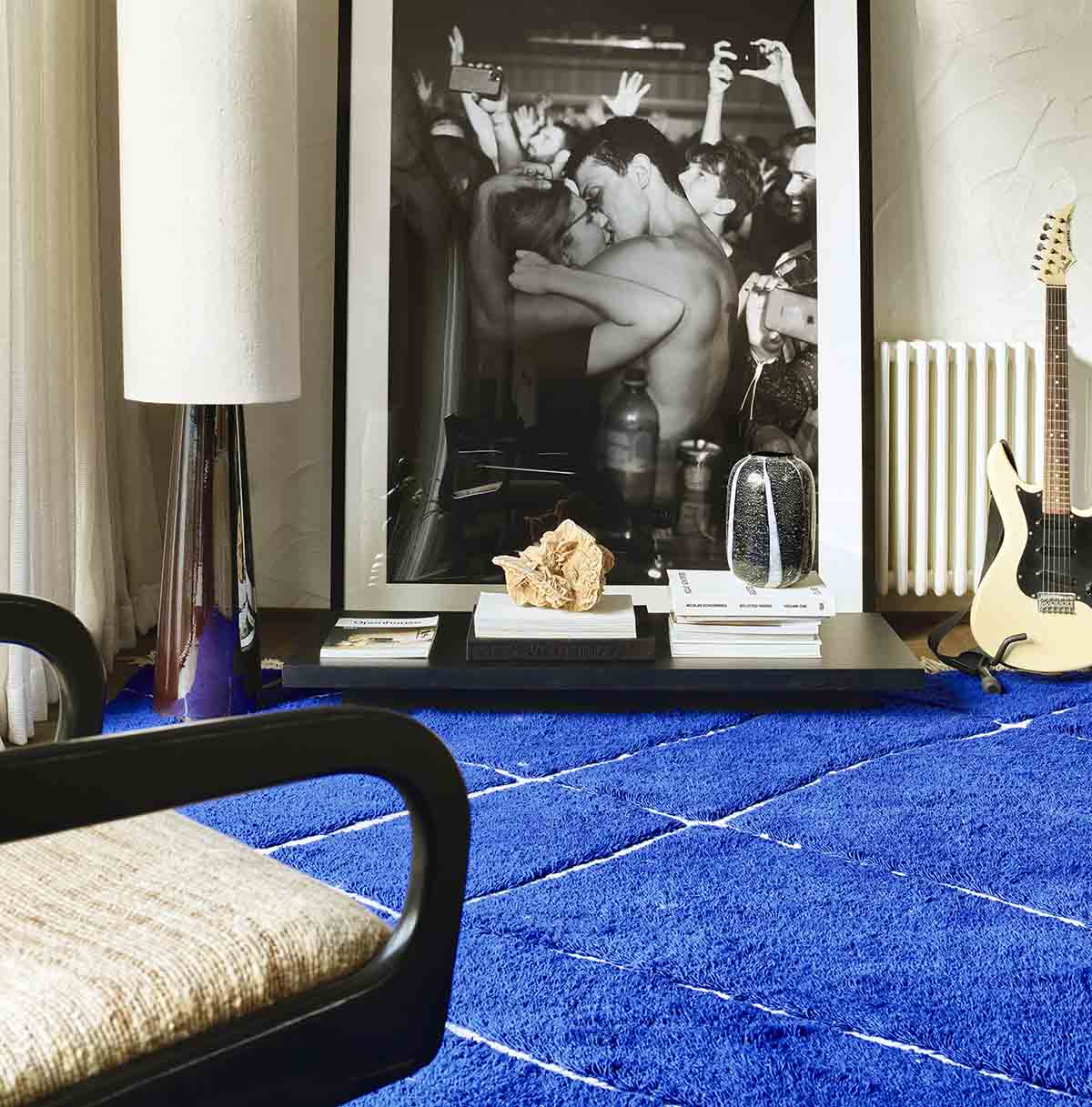 TAPIS LAINE BLEU