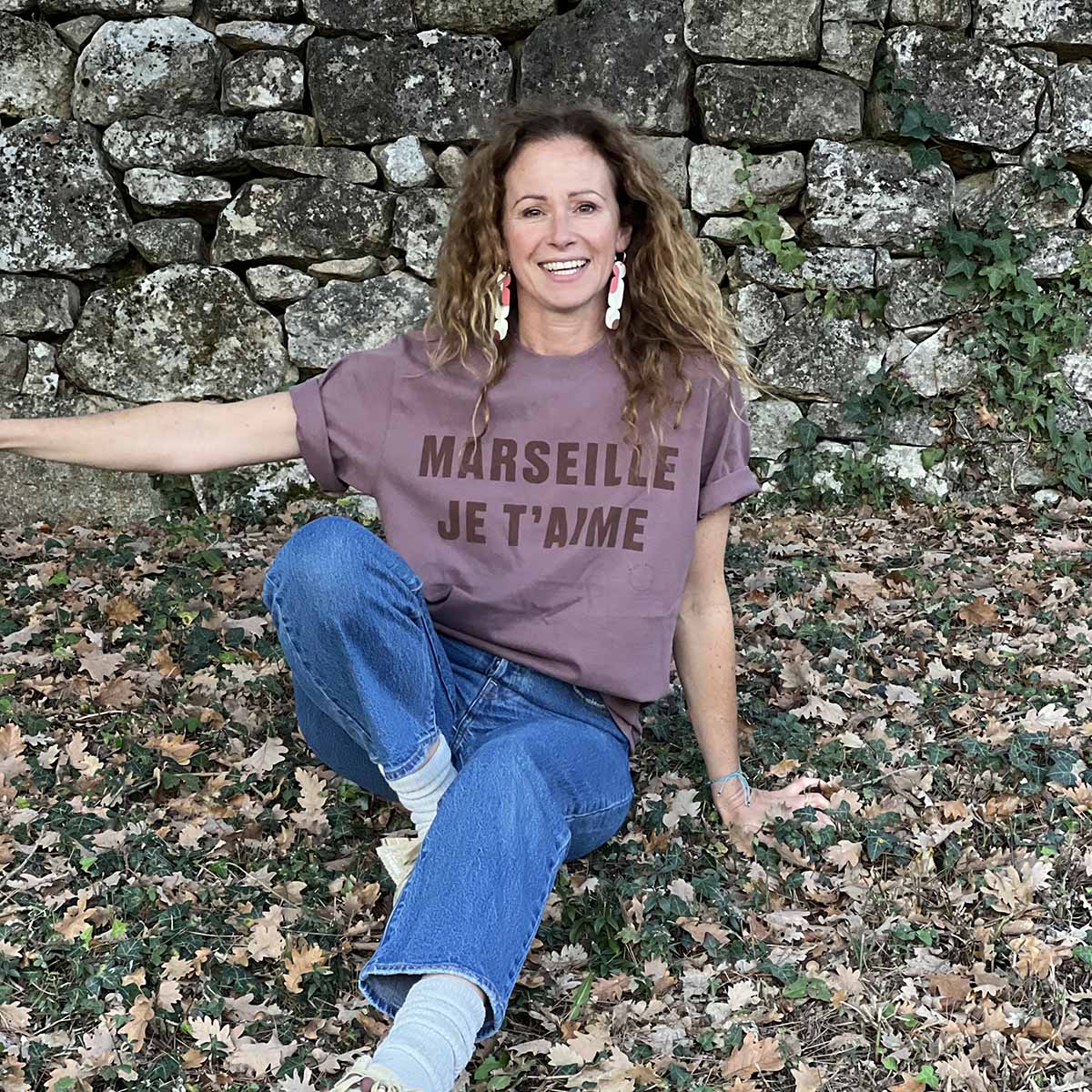 T-SHIRT MARSEILLE JE T'AIME - LIE DE VIN
