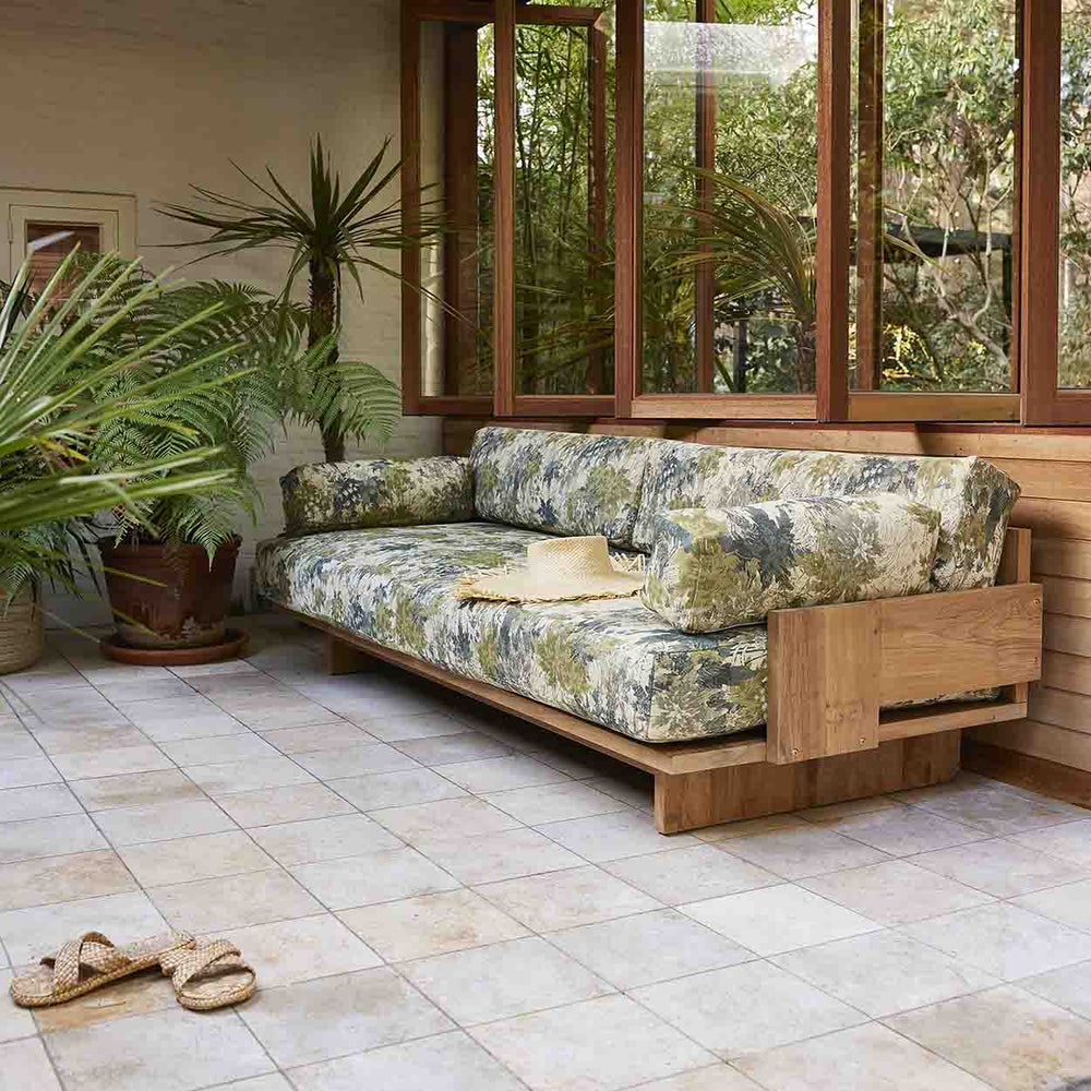 BANQUETTE D'EXTÉRIEUR TISSU FLEURI