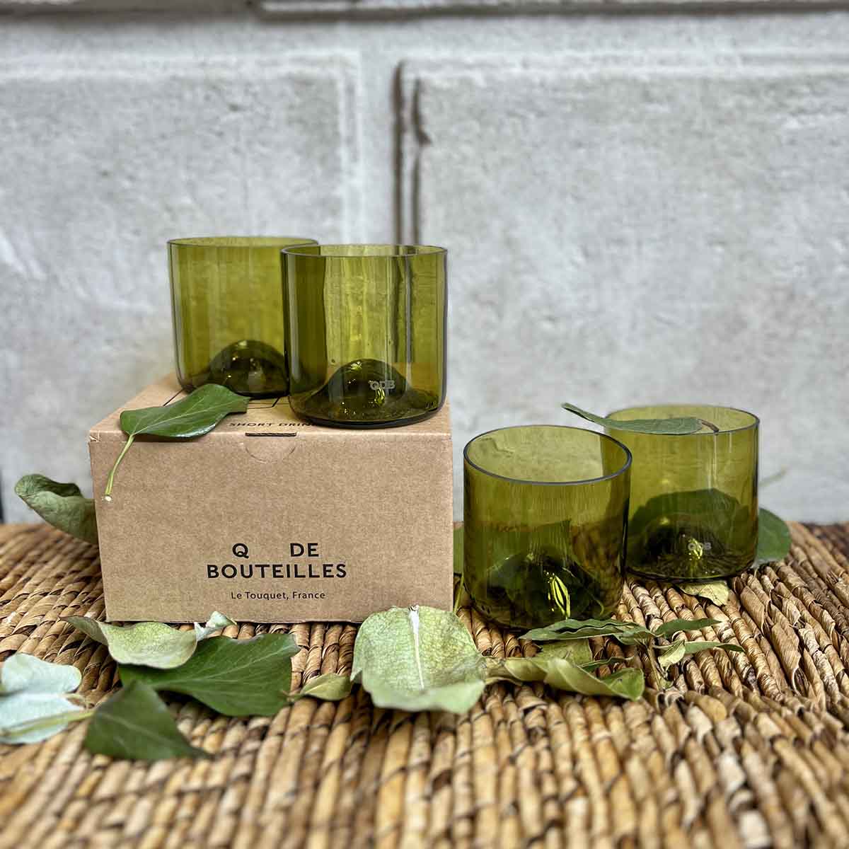 LOT DE 4 VERRES - FEUILLE MORTE