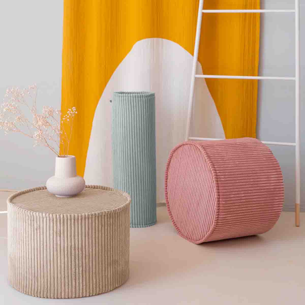 PETIT POUF ROND - VELOURS CÔTELÉ