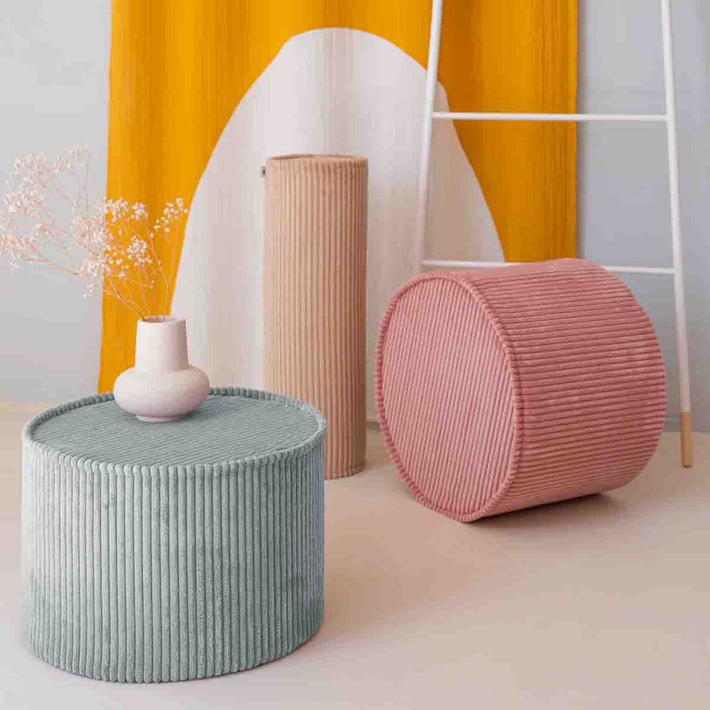 PETIT POUF ROND - VELOURS CÔTELÉ