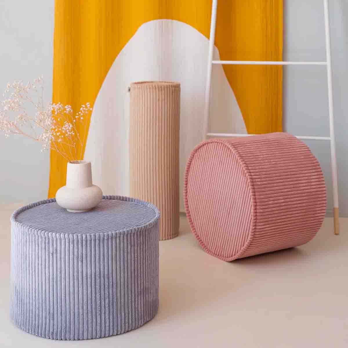PETIT POUF ROND - VELOURS CÔTELÉ