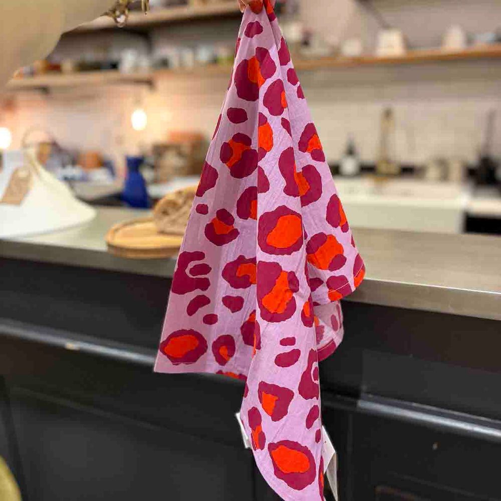 TORCHON LÉOPARD - ROSE