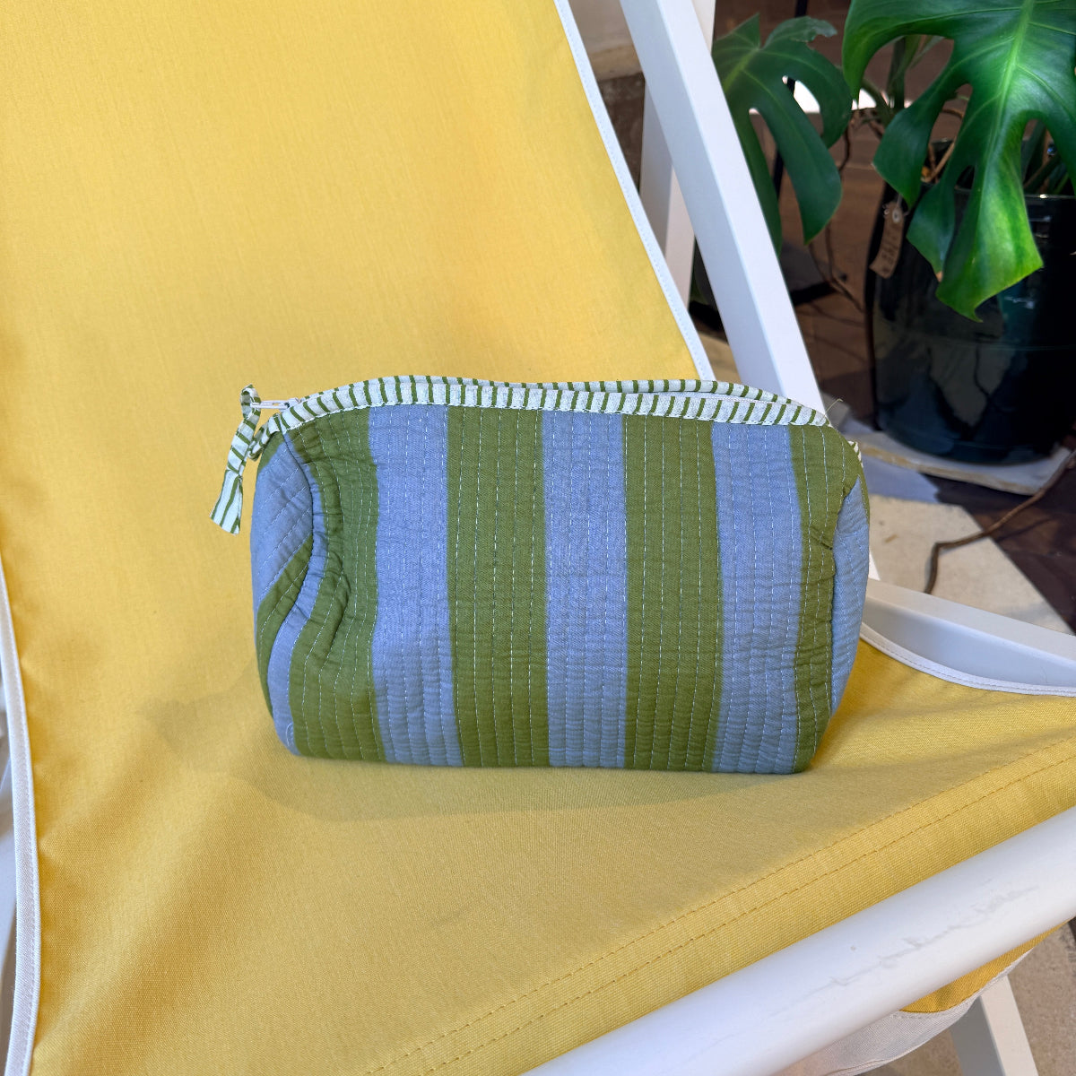 TROUSSE RAYURE VERT/BLEU